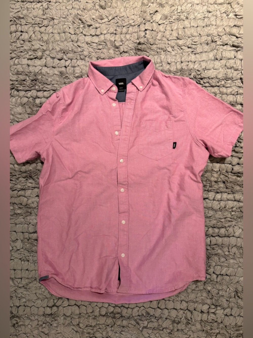Vans Men’s Short Sleeve Button-Down Shirt - in Pink